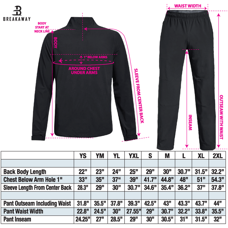 Adult Breakaway Lightweight Warm Up Pants (Mustangs)